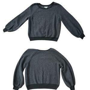 Cropped Balloon Long Sleeve Sweatshirt from AEO Popcorn Knit Size Small EUC